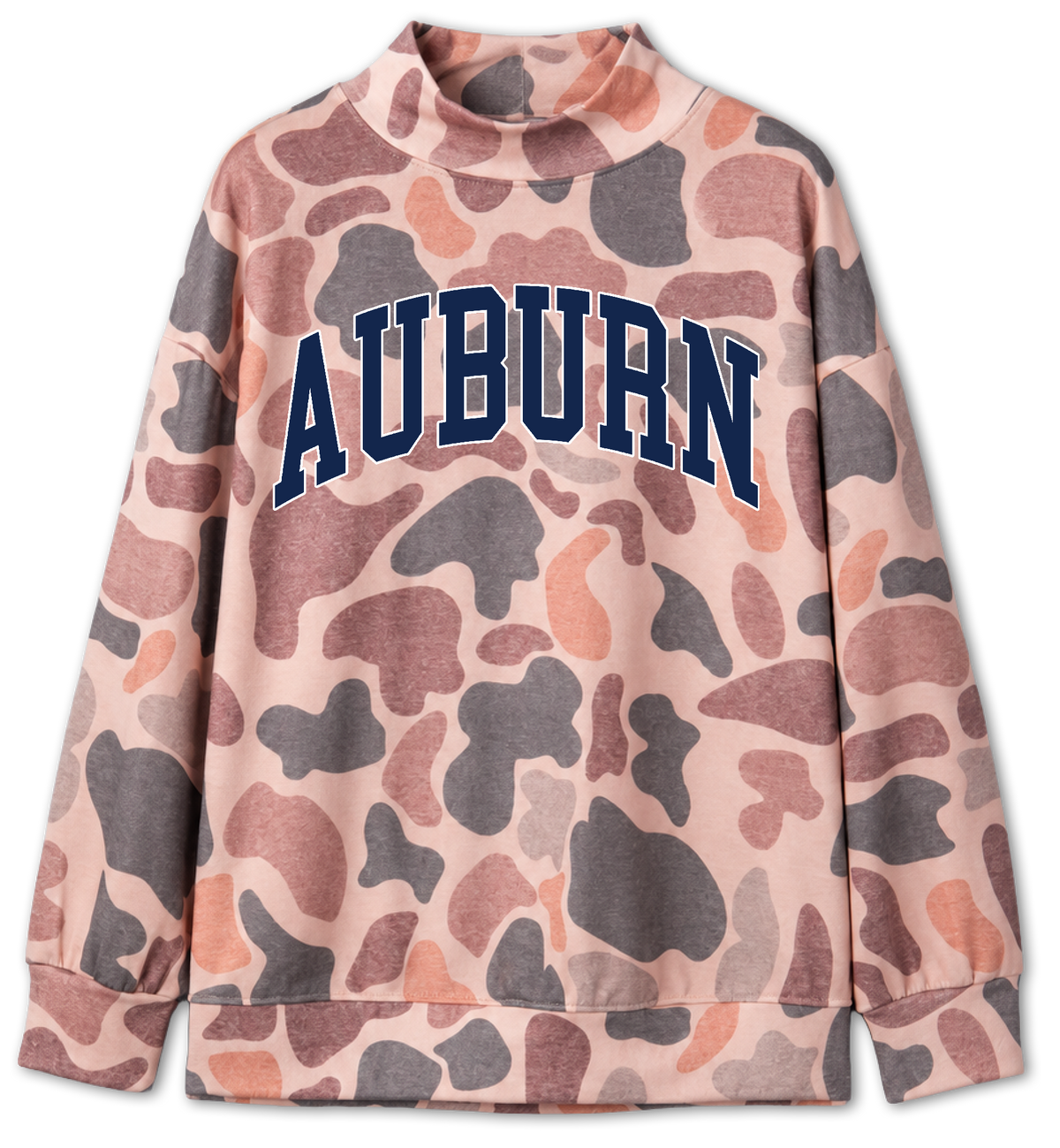 Auburn Camouflage Mock Neck Sweatshirt