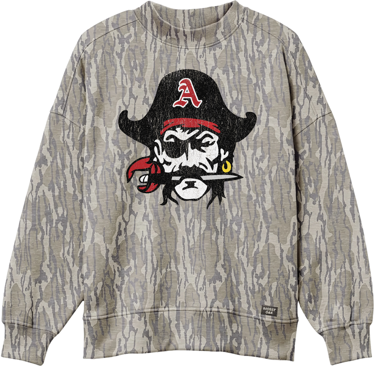 Pirate Mossy Oak Bottonland Camo Mock Neck Sweatshirt
