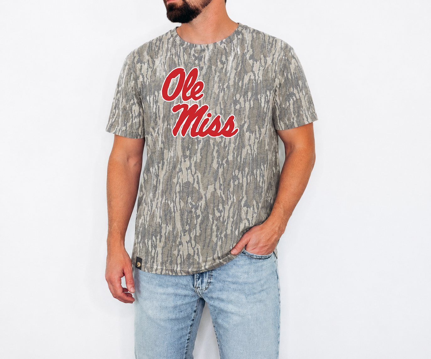 Mossy Oak Bottomland Camo Ole Miss tee