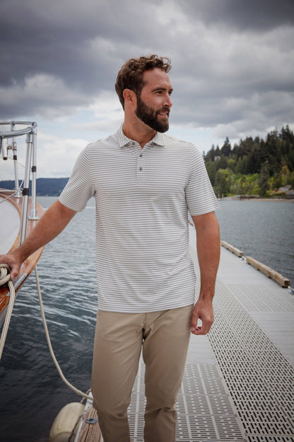 Cutter & Buck Virtue Eco Pique Stripe Recycled Mens Polo