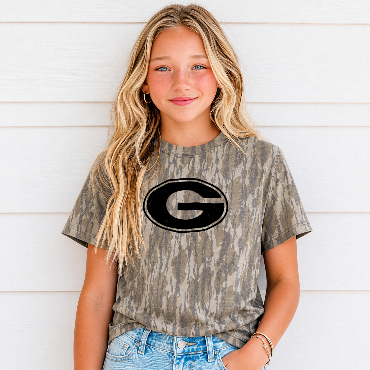 Youth Mossy Oak Bottomland Camo UGA tee