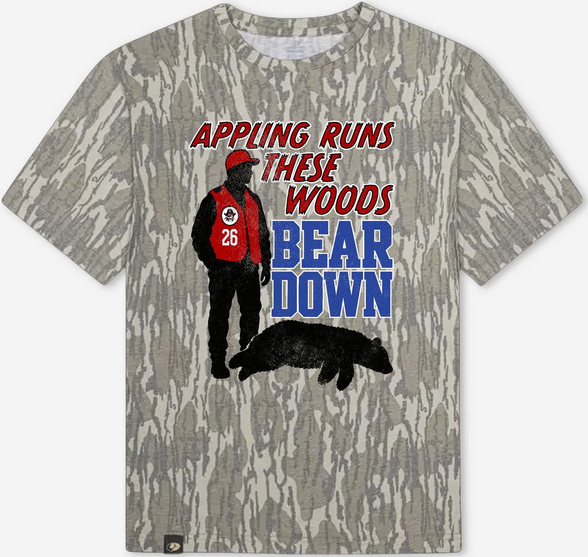 Bear Down Mossy Oak Bottomland Camo tee